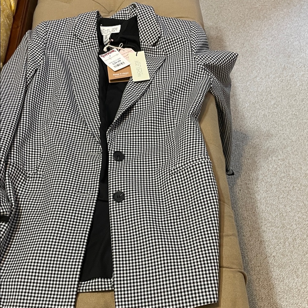 Rachel Zoe Black and White Gingham Blazer